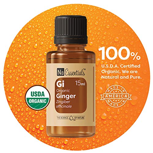 N8 Essentials USDA Certified Organic Ginger Essential Oil for Ups...