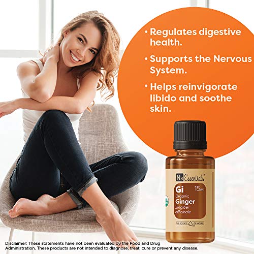 N8 Essentials USDA Certified Organic Ginger Essential Oil for Ups...