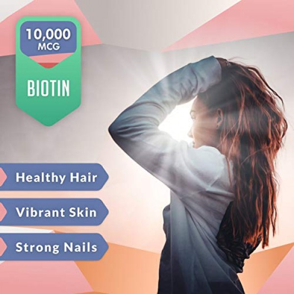 Biotin 10000mcg with Organic Coconut Oil - Biotin Vitamins for Ha...