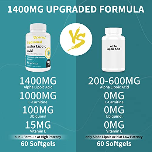 Naering Liposomal Alpha Lipoic Acid 1400mg Softgels, ALA Suppleme...