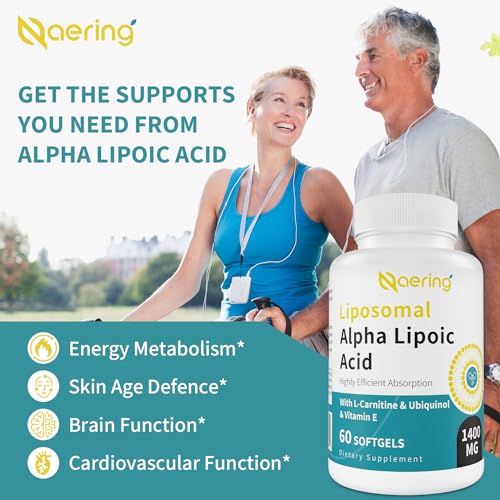 Naering Liposomal Alpha Lipoic Acid 1400mg Softgels, ALA Suppleme...