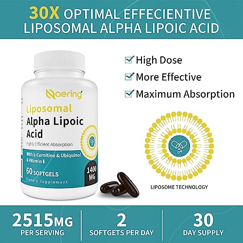 Naering Liposomal Alpha Lipoic Acid 1400mg Softgels, ALA Suppleme...