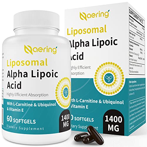 Naering Liposomal Alpha Lipoic Acid 1400mg Softgels, ALA Suppleme...