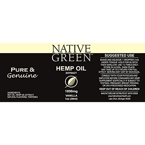 Native Green Vanilla 1000mg Hemp Extract Oil for Muscle and Joi...
