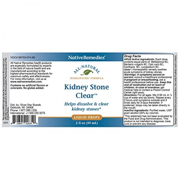 Native Remedies Kidney Stone Clear - Natural Homeopathic Formula ...