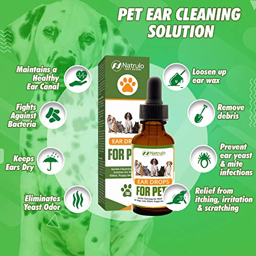 Natural Ear Cleaner for Dogs, Cats, Kitten, Puppy – Gentle Cleans...