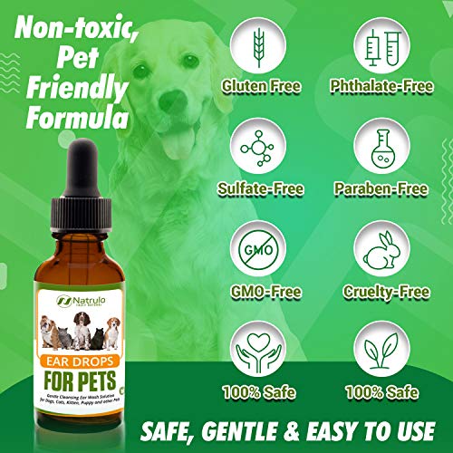 Natural Ear Cleaner for Dogs, Cats, Kitten, Puppy – Gentle Cleans...