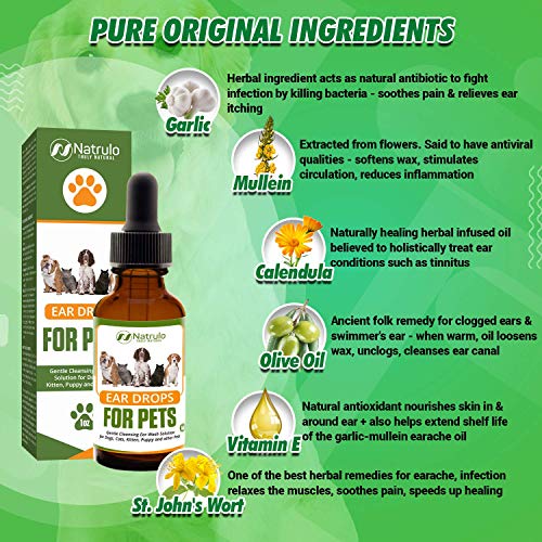 Natural Ear Cleaner for Dogs, Cats, Kitten, Puppy – Gentle Cleans...