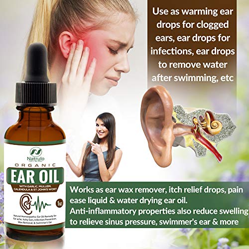 Organic Ear Oil for Ear Infections - Natural Eardrops for Infecti...