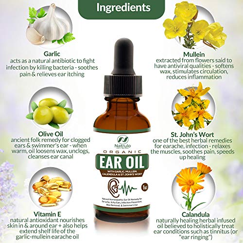 Organic Ear Oil for Ear Infections - Natural Eardrops for Infecti...