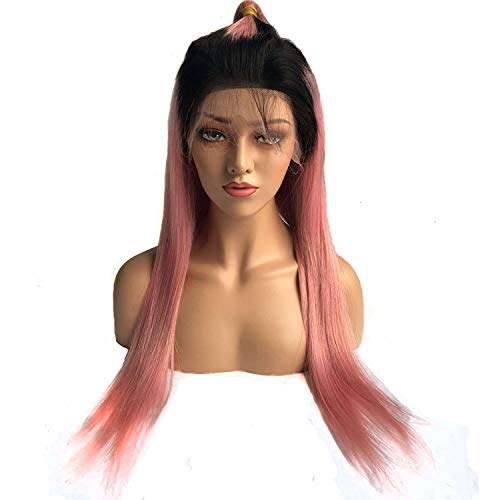 natural 1b Pink Two Tone Color Glueless Lace Front Human Hair Wig...