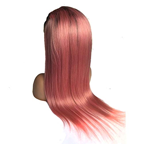 natural 1b Pink Two Tone Color Glueless Lace Front Human Hair Wig...