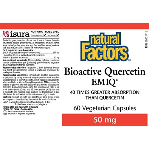 Natural Factors, Bioactive Quercetin EMIQ, Supports Sinus, Respir...
