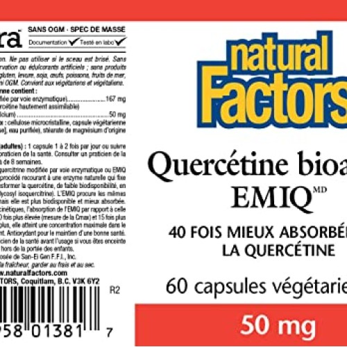 Natural Factors, Bioactive Quercetin EMIQ, Supports Sinus, Respir...