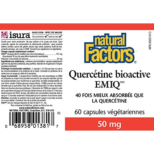 Natural Factors, Bioactive Quercetin EMIQ, Supports Sinus, Respir...