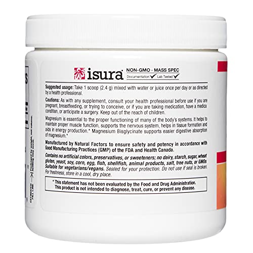 Natural Factors, Magnesium Bisglycinate Powder, 200 mg, Supports ...