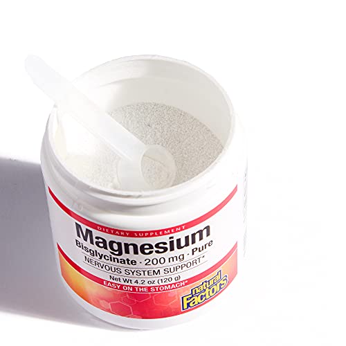 Natural Factors, Magnesium Bisglycinate Powder, 200 mg, Supports ...