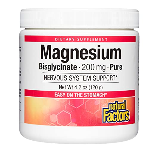 Natural Factors, Magnesium Bisglycinate Powder, 200 mg, Supports ...