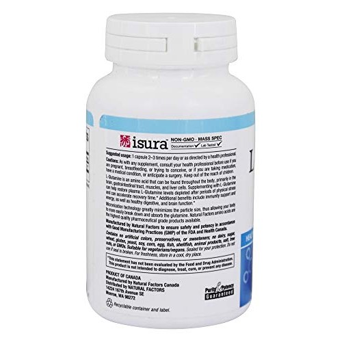 Natural Factors - Micronized L-Glutamine 500mg, Support for Muscl...