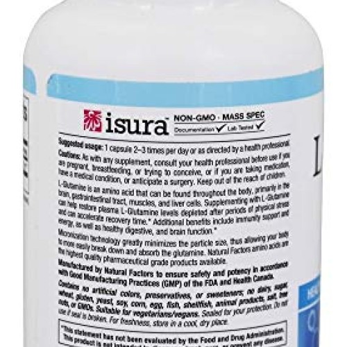 Natural Factors - Micronized L-Glutamine 500mg, Support for Muscl...