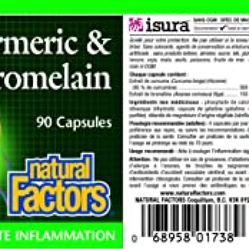 Natural Factors, Turmeric & Bromelain 450 mg, Muscle and Joint Su...