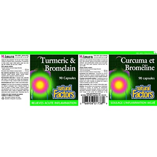 Natural Factors, Turmeric & Bromelain 450 mg, Muscle and Joint Su...