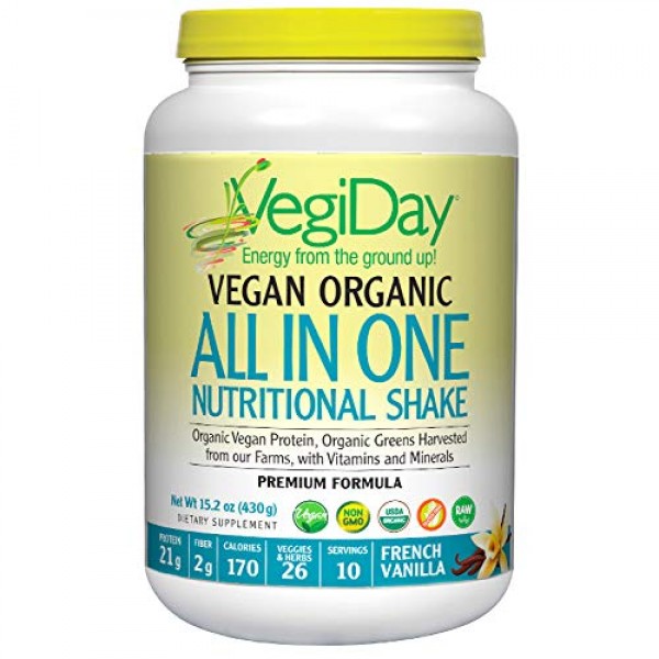 Natural Factors, VegiDay Vegan Organic All in One Shake & Go Raw ...