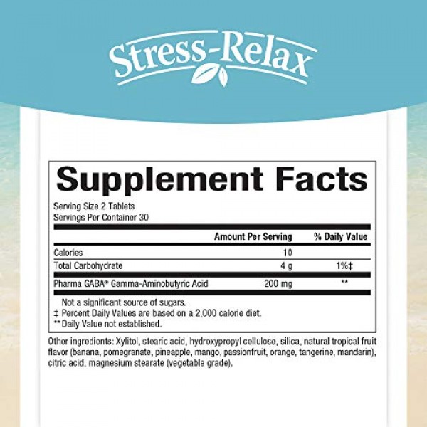 Stress-Relax Chewable Pharma GABA 100 mg by Natural Factors, Non-...