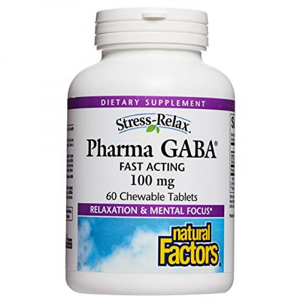 Stress-Relax Chewable Pharma GABA 100 mg by Natural Factors, Non-...