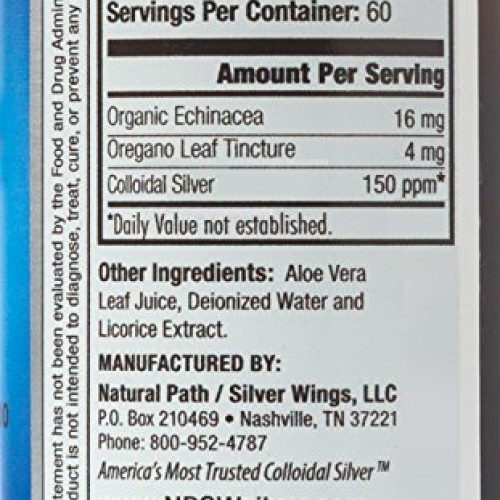 Natural Path Silver Wings Colloidal Silver Herbal Tincture Spray,...