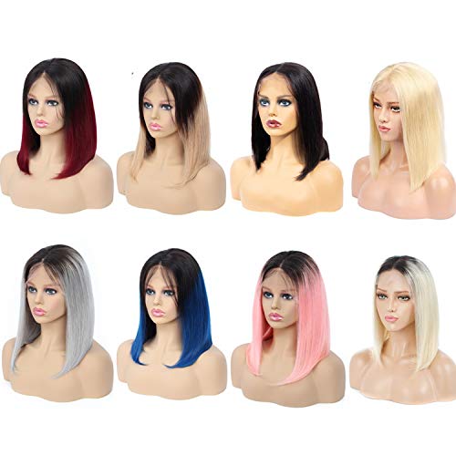 Blue/27 99J 613 Pink Gray Nature Color Lace Front Human Hair Wig ...