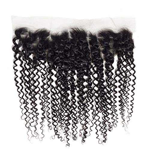 Hair Peruvian Kinky Curly Lace Frontal Closure Non Remy 100% Huma...