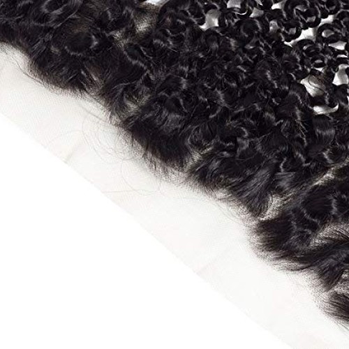 Hair Peruvian Kinky Curly Lace Frontal Closure Non Remy 100% Huma...