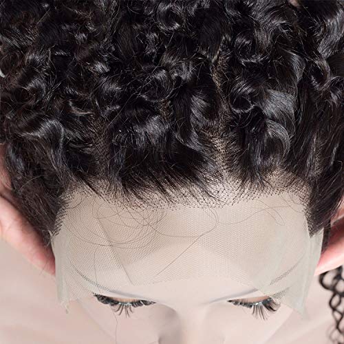 Hair Peruvian Kinky Curly Lace Frontal Closure Non Remy 100% Huma...