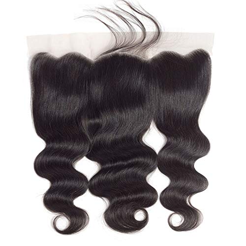 Peruvian Human Hair Body Wave Lace Frontal Free Middle Three Part...
