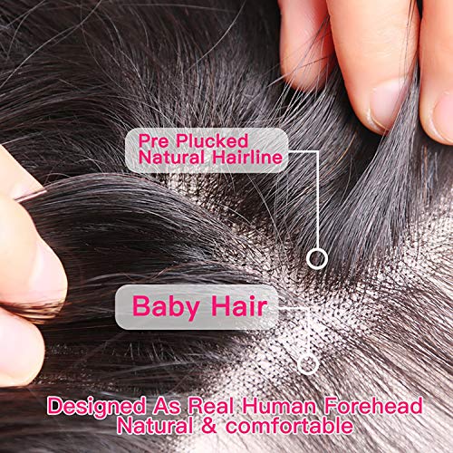 Peruvian Human Hair Body Wave Lace Frontal Free Middle Three Part...