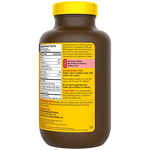 Nature Made Burp-Less Fish Oil 1200 mg, 200 Softgels, Fish Oil Om...