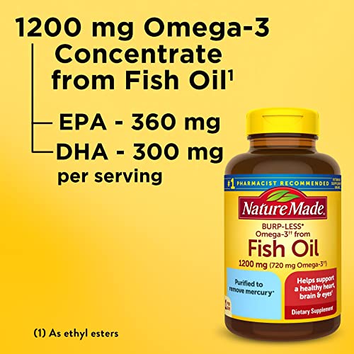 Nature Made Burp Less Omega 3 Fish Oil 1200 mg, Fish Oil Suppleme...