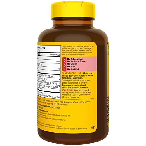 Nature Made Burp Less Omega 3 Fish Oil 1200 mg, Fish Oil Suppleme...