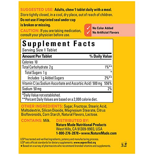 Nature Made Chewable Vitamin C 500 mg, Dietary Supplement for Imm...