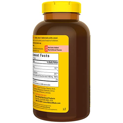 Nature Made Chewable Vitamin C 500 mg, Dietary Supplement for Imm...