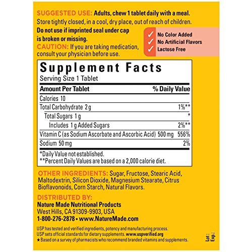Nature Made Chewable Vitamin C 500 mg Tablets, 150 Count Value Si...