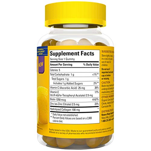 Nature Made Collagen Gummies, 60 count, 100mg Hydrolyzed Collagen...