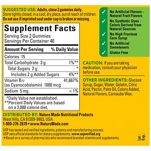 Nature Made Energy B12 1000 mcg, Dietary Supplement for Energy Me...