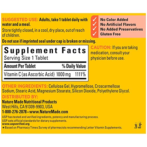 Nature Made Extra Strength Vitamin C 1000 mg, Dietary Supplement ...