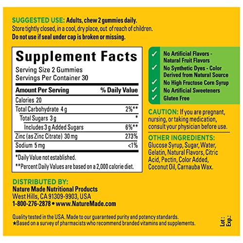 Nature Made Extra Strength Zinc Supplements 30 mg, Dietary Supple...