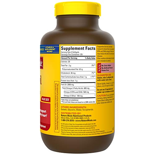 Nature Made Fish Oil 1000 mg Softgels, Omega 3 Fish Oil for Healt...