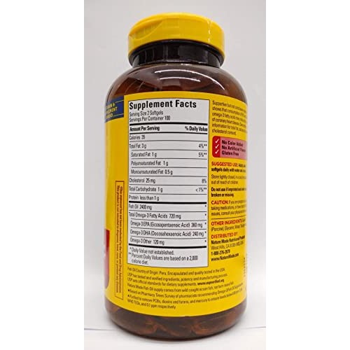 Nature Made Fish Oil 1200 Mg 360 Mg Omega-3 200 Liquid Softgels
