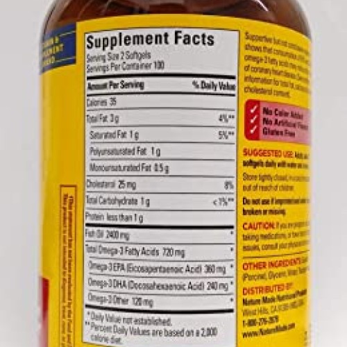 Nature Made Fish Oil 1200 Mg 360 Mg Omega-3 200 Liquid Softgels