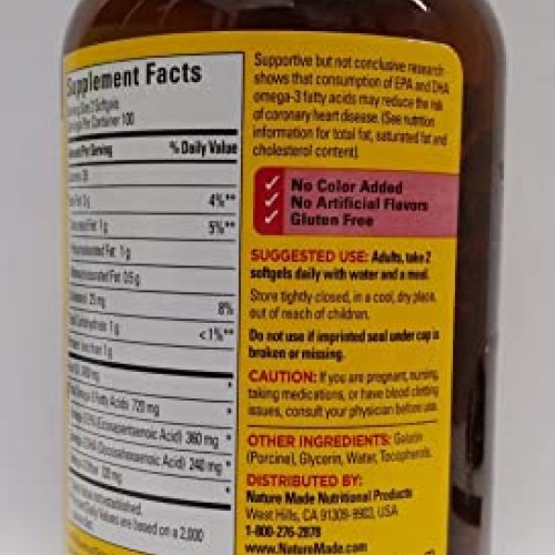 Nature Made Fish Oil 1200 Mg 360 Mg Omega-3 200 Liquid Softgels